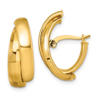 14k Polished Fancy Double J-Hoop Earrings