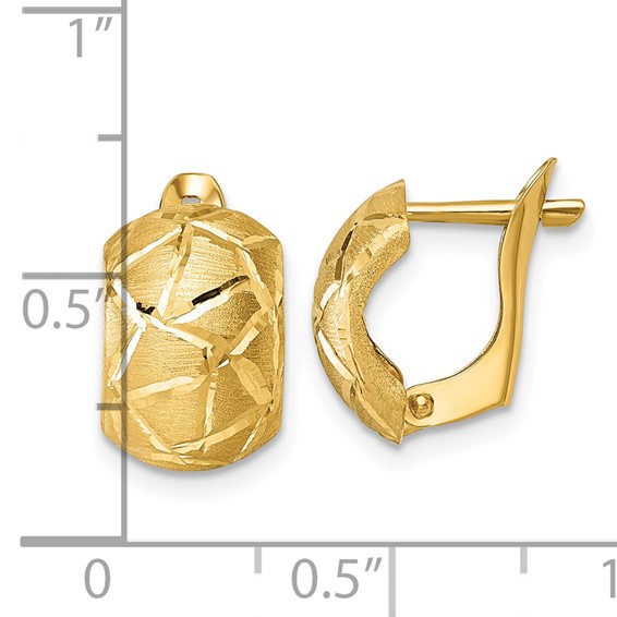 14k Polished and Brushed Diamond-cut Omega Back Earrings