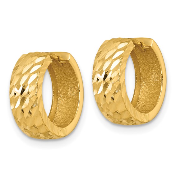 Gold Diamond-cut Hinged Hoop Earrings