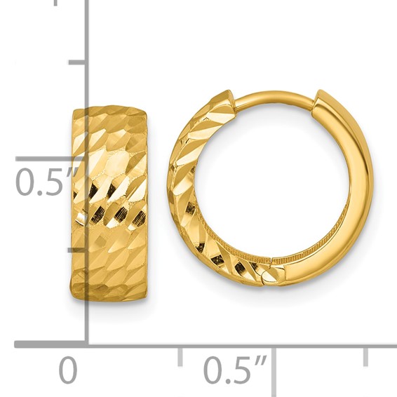 Gold Diamond-cut Hinged Hoop Earrings