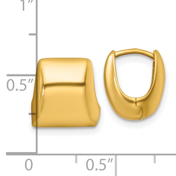 14k Polished Square Hinged Hoop Earrings