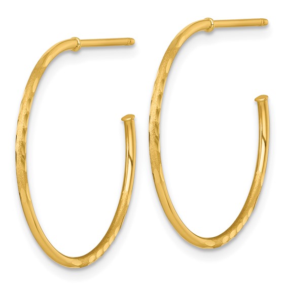 1.2mm Gold Polish Diamond-cut Tube C-hoop Post Earrings