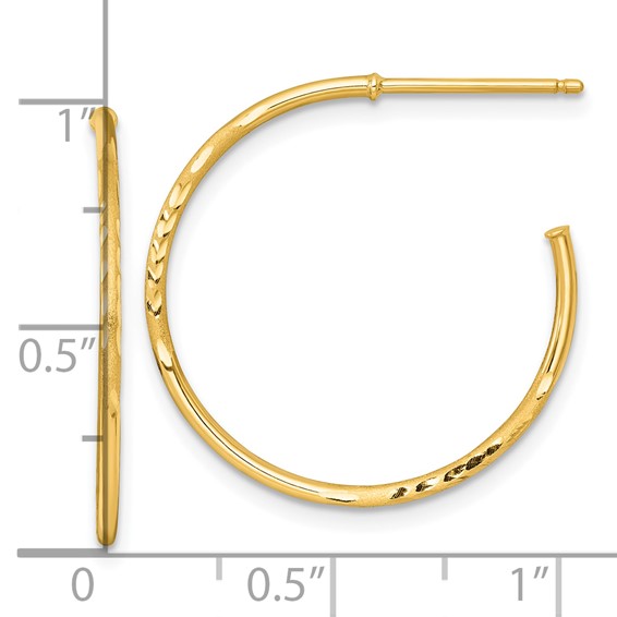 1.2mm Gold Polish Diamond-cut Tube C-hoop Post Earrings