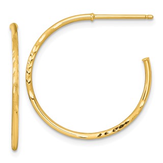 1.2mm Gold Polish Diamond-cut Tube C-hoop Post Earrings