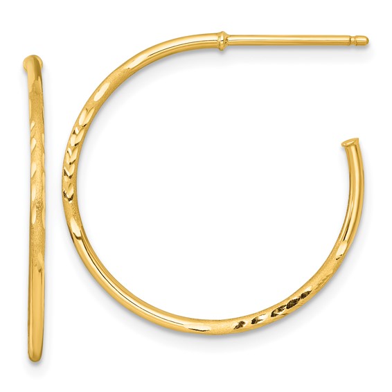 1.2mm Gold Polish Diamond-cut Tube C-hoop Post Earrings