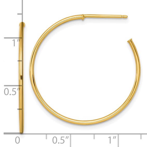 1.2mm Gold Polished Tube C-hoop Post Earrings