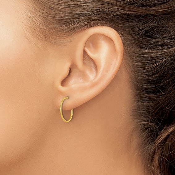 1.2mm Gold Polished Tube C-hoop Post Earrings