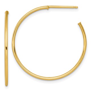 1.2mm Gold Polished Tube C-hoop Post Earrings