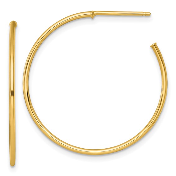 1.2mm Gold Polished Tube C-hoop Post Earrings