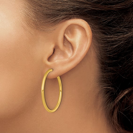 2.5mm Gold Polished Tube C-hoop Post Earrings