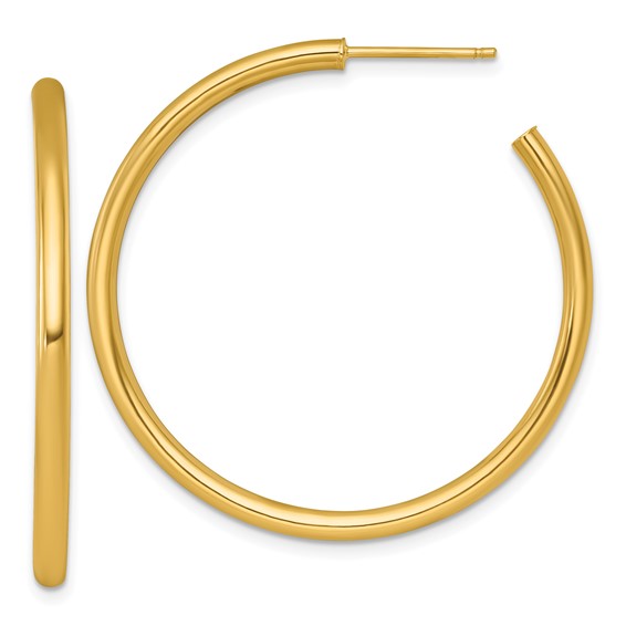 2.5mm Gold Polished Tube C-hoop Post Earrings