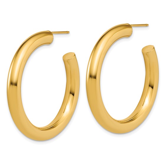 5.0mm Gold Polished Tube C-hoop Post Earrings