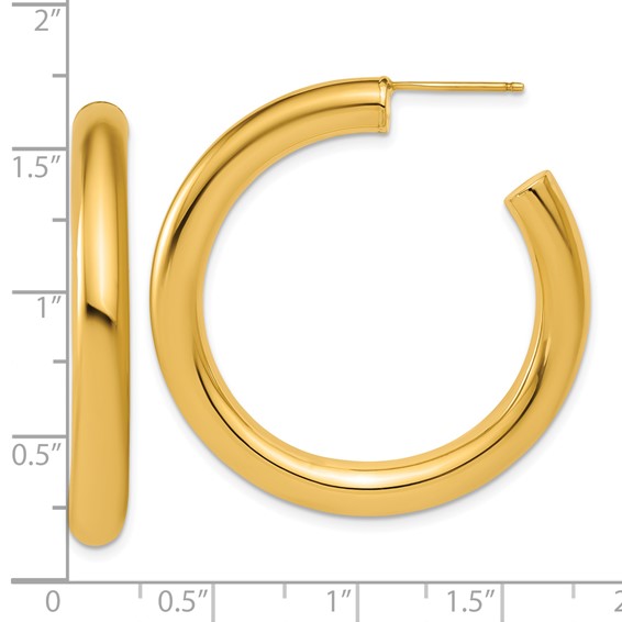 5.0mm Gold Polished Tube C-hoop Post Earrings
