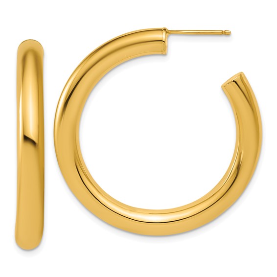 5.0mm Gold Polished Tube C-hoop Post Earrings