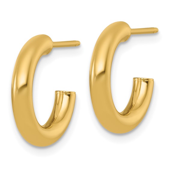 3.0mm Gold Polished Tube C-hoop Post Earrings