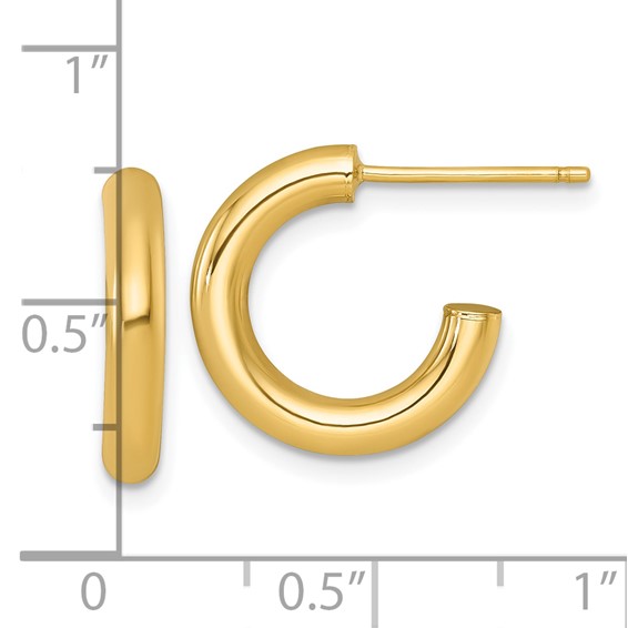 3.0mm Gold Polished Tube C-hoop Post Earrings