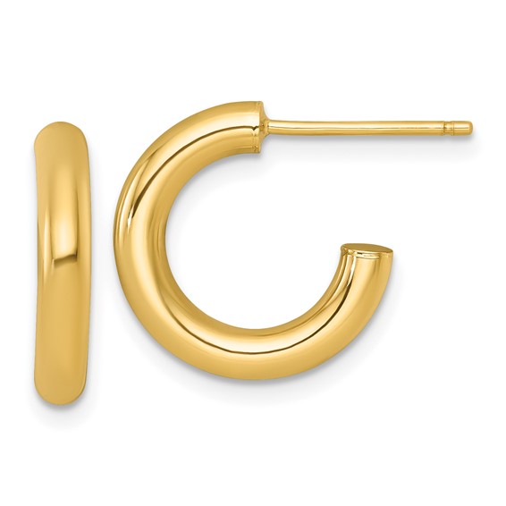 3.0mm Gold Polished Tube C-hoop Post Earrings