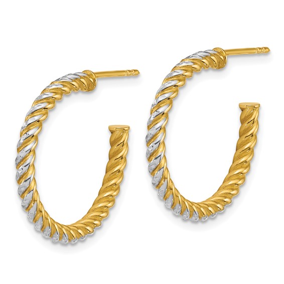 Gold Rhodium Twisted C-hoop Post Earrings
