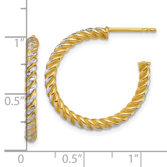 Gold Rhodium Twisted C-hoop Post Earrings