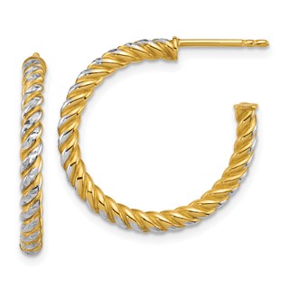 Gold Rhodium Twisted C-hoop Post Earrings