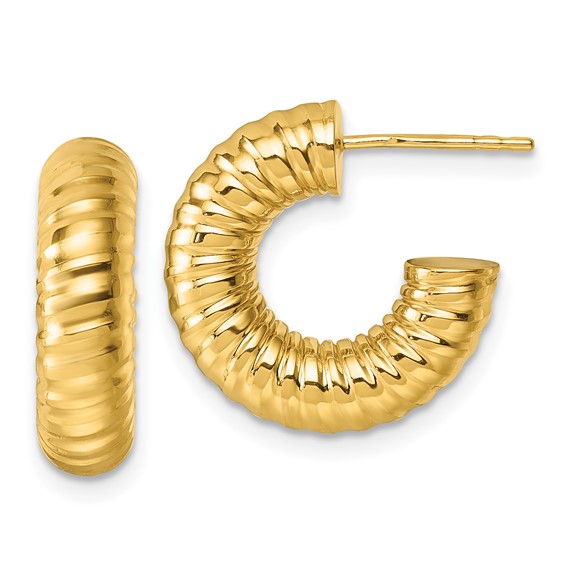 Gold Twisted C-hoop Post Earrings