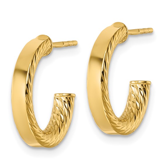 Gold Diamond-cut C-hoop Post Earrings