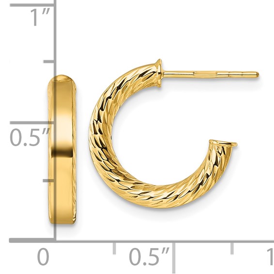 Gold Diamond-cut C-hoop Post Earrings