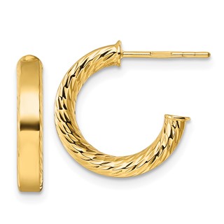 Gold Diamond-cut C-hoop Post Earrings