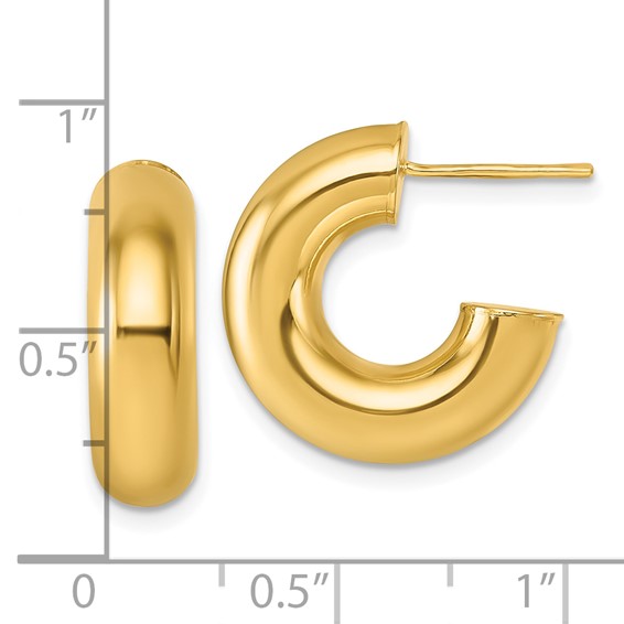 Gold Tube C-hoop Post Earrings