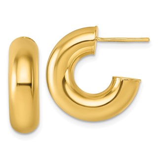 Gold Tube C-hoop Post Earrings