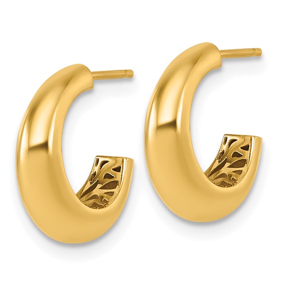 14K Polished Hollow C-Hoop Post Earrings