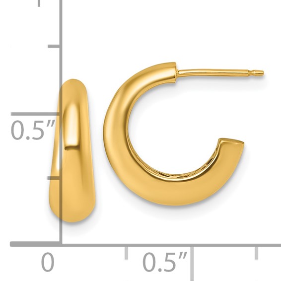 14K Polished Hollow C-Hoop Post Earrings