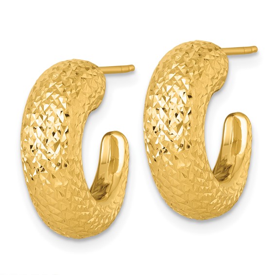 Gold Diamond-cut Graduating C-hoop Post Earrings