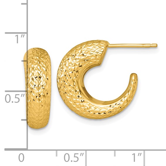 Gold Diamond-cut Graduating C-hoop Post Earrings