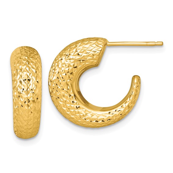 Gold Diamond-cut Graduating C-hoop Post Earrings
