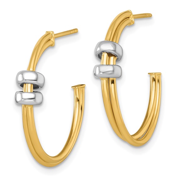 Gold Two-tone Double C-hoop Post Earrings