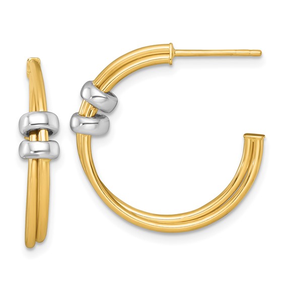 Gold Two-tone Double C-hoop Post Earrings