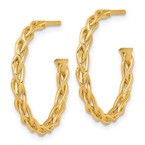 Gold Braided C-hoop Post Earrings