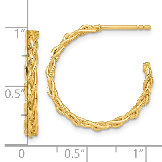 Gold Braided C-hoop Post Earrings