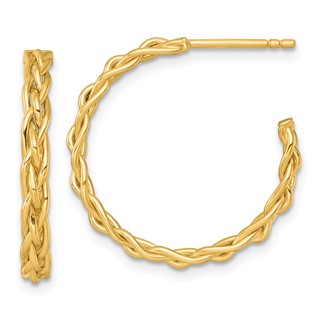 Gold Braided C-hoop Post Earrings