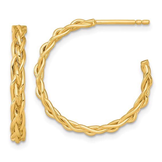 Gold Braided C-hoop Post Earrings