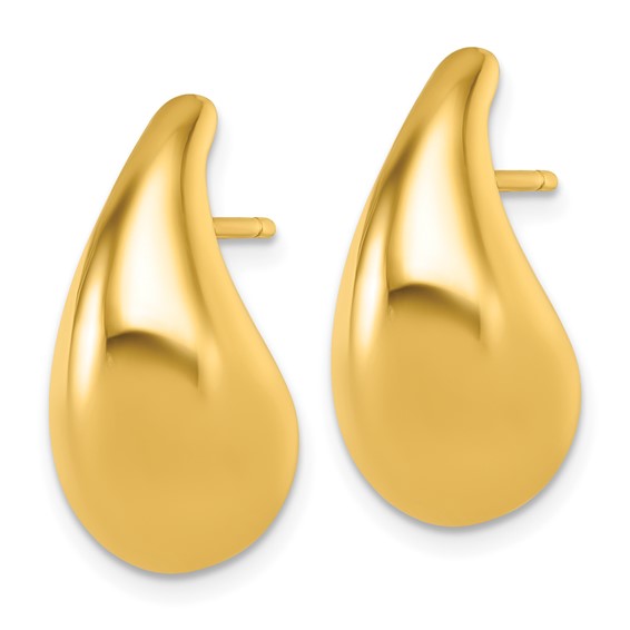 Gold Puffed Teardrop Post Earrings