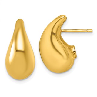 Gold Puffed Teardrop Post Earrings