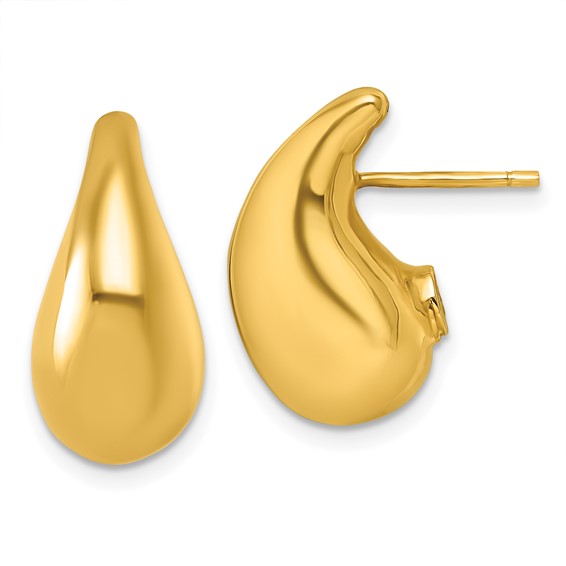 Gold Puffed Teardrop Post Earrings