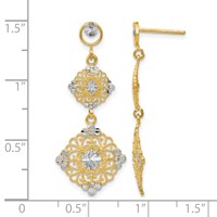 14K and White Rhodium Diamond-cut Filigree Dangle Post Earrings view 4