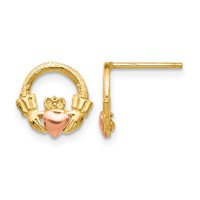 14K Two-tone Claddagh Post Earrings view 1