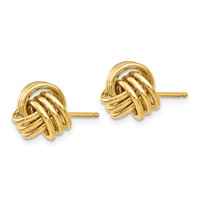 14K 9mm Yellow Gold Polished Triple Love Knot Post Earrings view 2