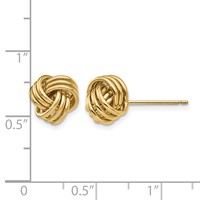 14K 9mm Yellow Gold Polished Triple Love Knot Post Earrings view 4