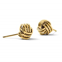 14K 9mm Yellow Gold Polished Triple Love Knot Post Earrings view 5
