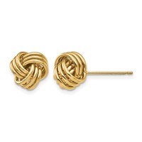 14K 9mm Yellow Gold Polished Triple Love Knot Post Earrings view 1